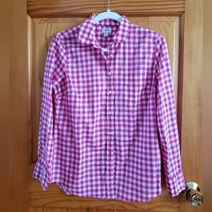 J Crew Pink Gingham Button Down Shirt